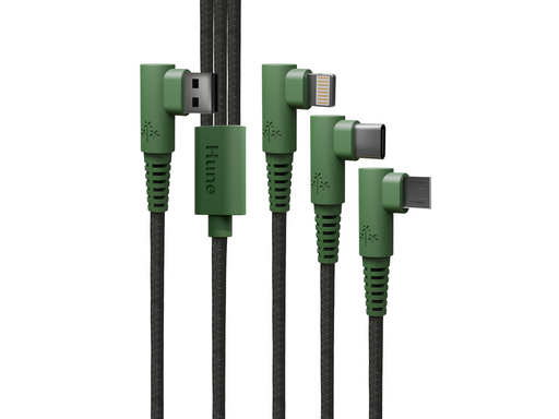 Hune Hiedra Braided 90° 3-in-1 USB Cable 1.2m - Forest Green
