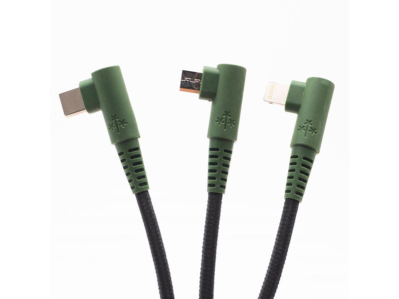 Hune Hiedra Braided 90° 3-in-1 USB Cable 1.2m - Forest Green