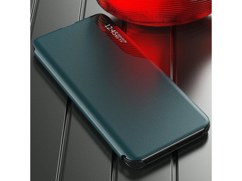Hurtel Eco Leather View Case Elegant Bookcase Type Case with Kickstand for Samsung Galaxy A22 4G Blue