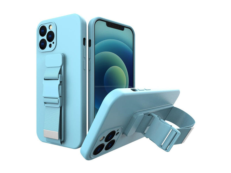 Hurtel Rope Case Gel Lanyard Cover Chain Purse Lanyard Xiaomi Redmi Note 10 5G / Poco M3 Pro Blue