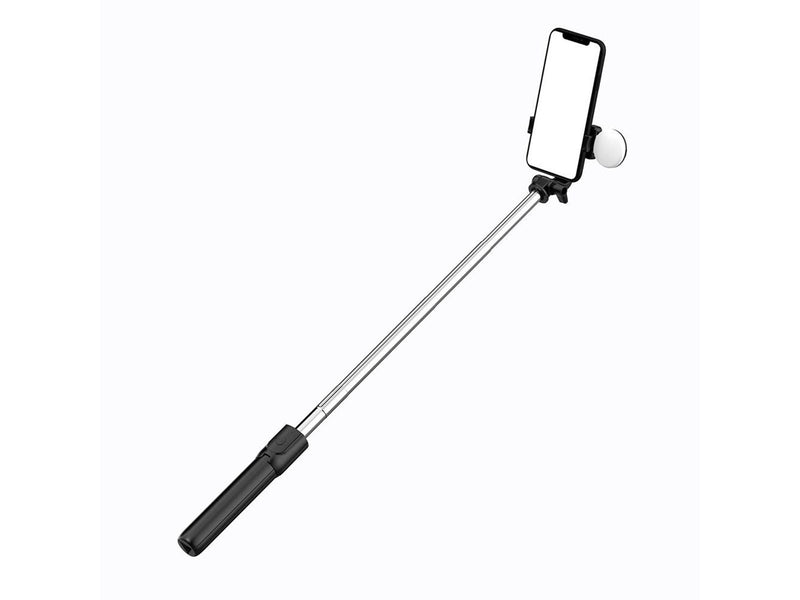 Hurtel Selfie Stick WR1YXS Telescopic Tripod 0.71m with Round Lamp - Black