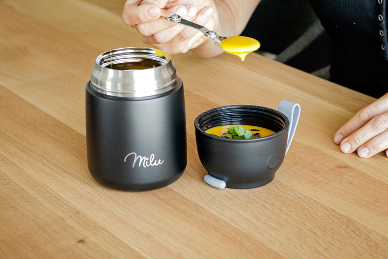 Milu Lunchbox-Set (9-tlg.) - 450 ml - schwarz