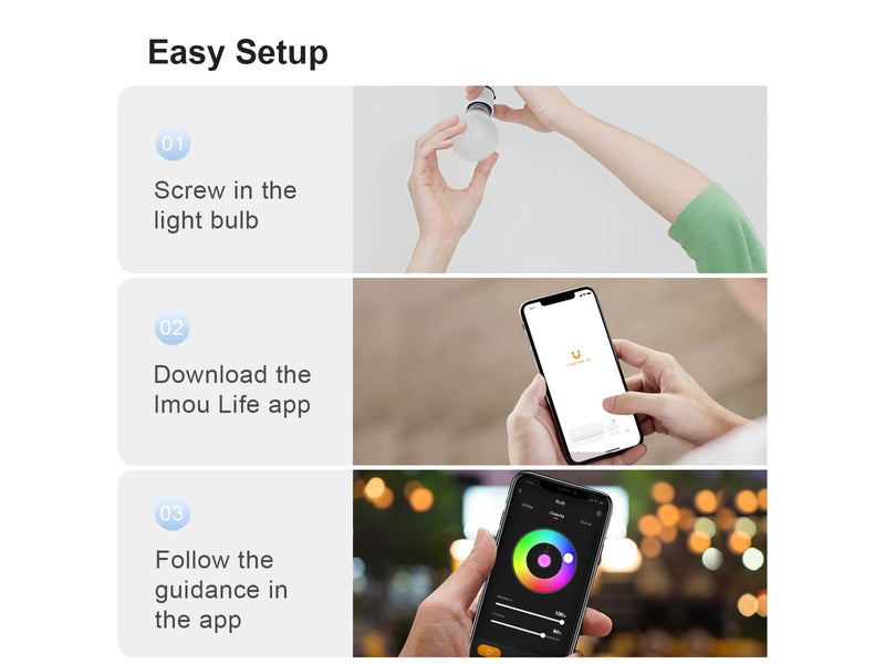 IMOU Smart LED Color Light Bulb B5 Wi-Fi E27