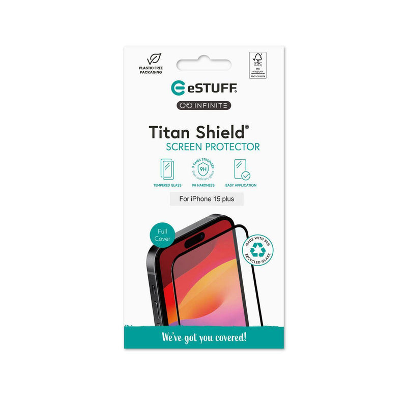 eSTUFF INFINITE Titan Shield Screen Protector iPhone 15 Plus – Full Cover
