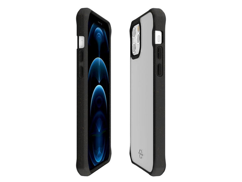 ITSKINS FERONIABIO PURE Cover for iPhone 12 Pro Max/13 Pro Max. Black and transparent