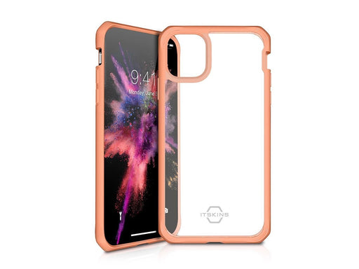 ITSKINS HYBRID SOLID cover for iPhone 11 Pro / XS / X®. Plain coral and transparent