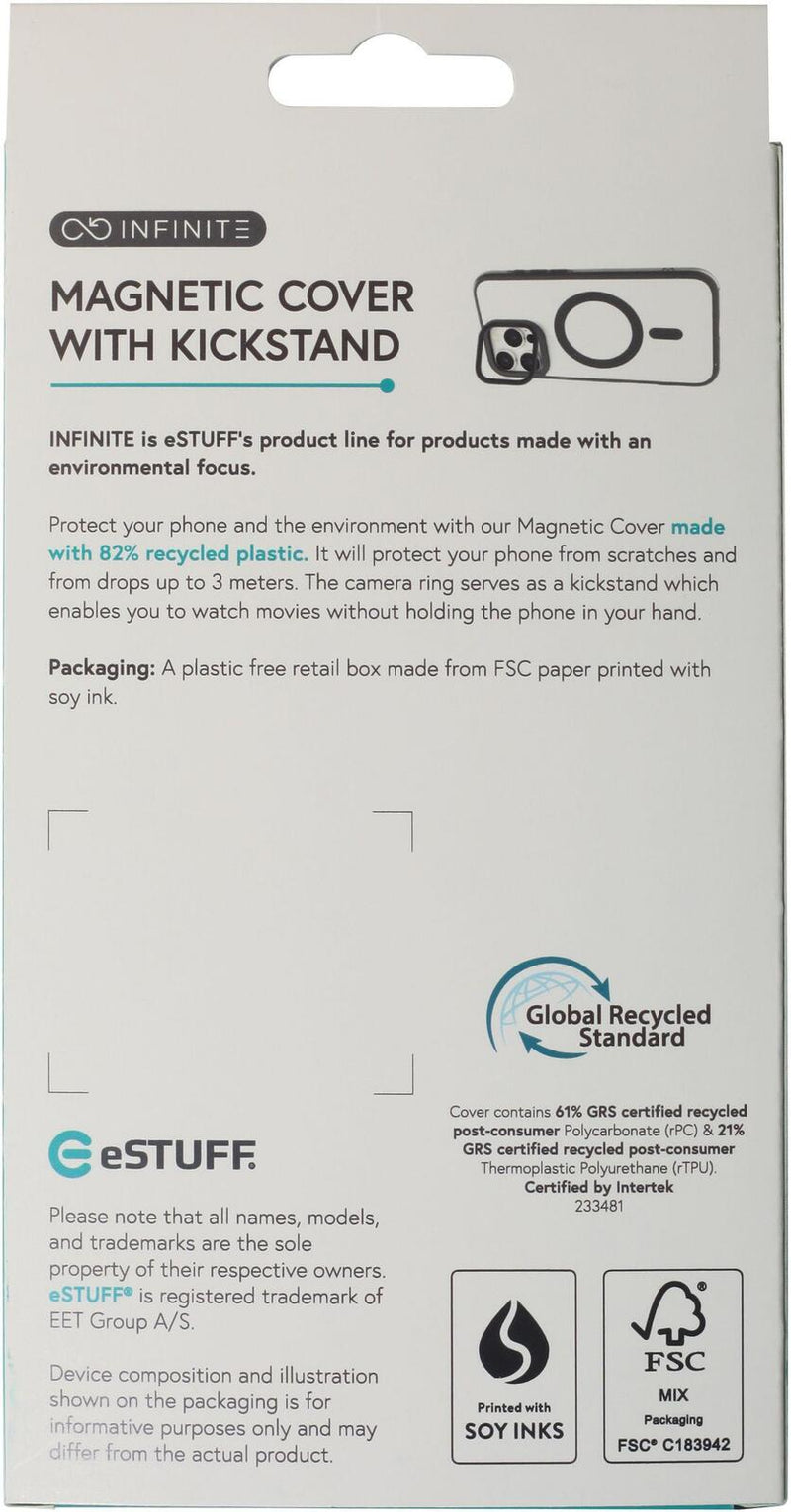 eSTUFF iPhone 16 INFINITE HELSINKI Magnetic Stand Cover - Black