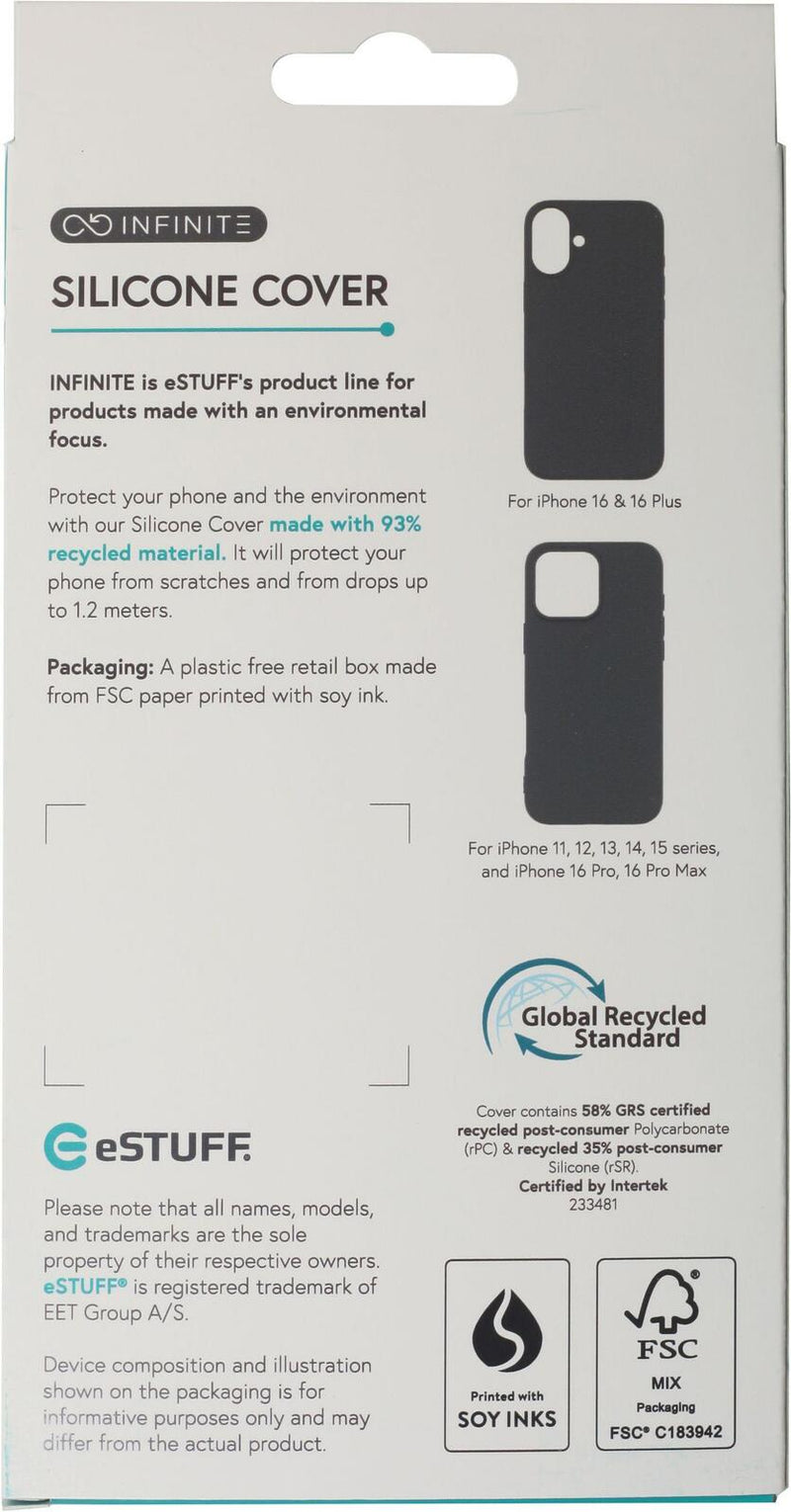 eSTUFF iPhone 16 Pro Max INFINITE RIGA Silicone Cover - Black