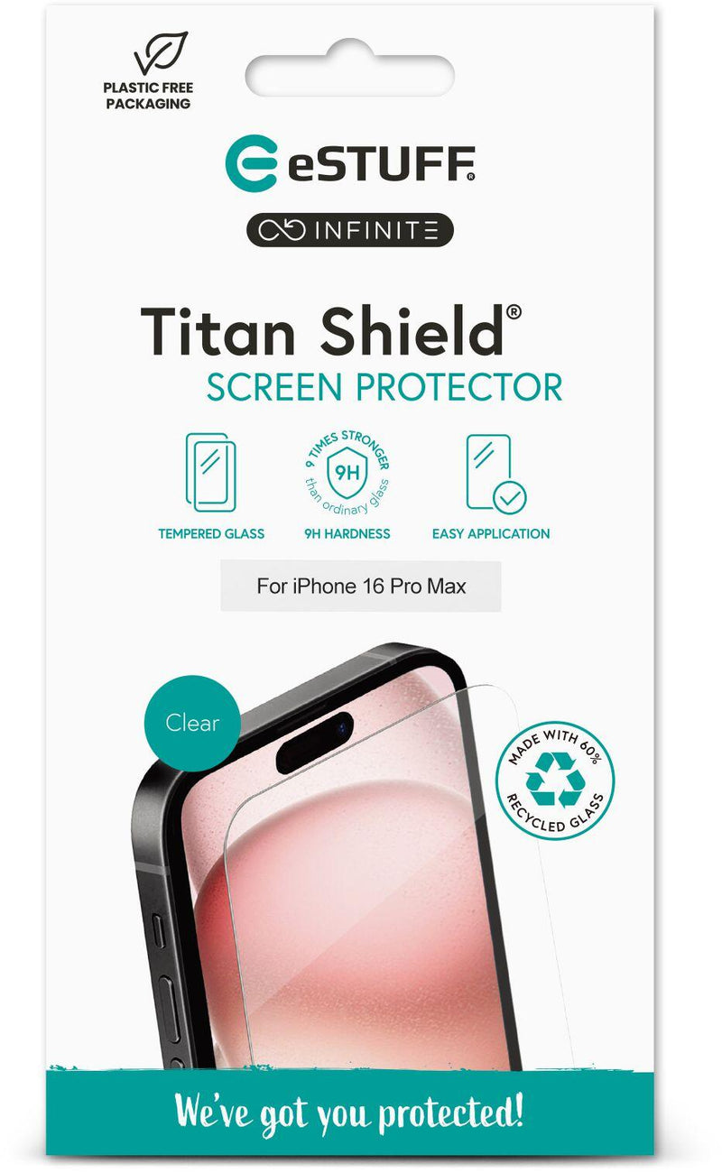 eSTUFF INFINITE iPhone 16 Pro Max Screen Protector. Titan Shield®