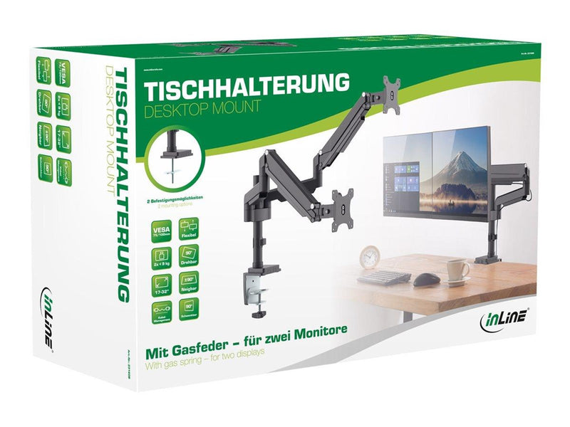 InLine mounting kit - for 2 LCD displays - black