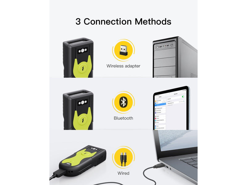 Inateck BCST-42 - 2D Portable Barcode Scanner | Bluetooth/2.4G/USB