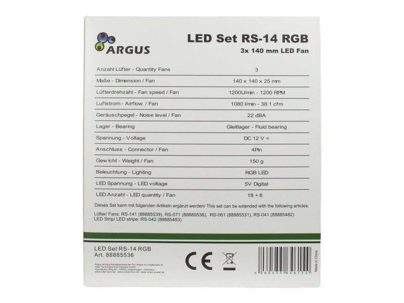 Inter-Tech Argus RS-14 - Gehäuselüfter - 140mm - Schwarz