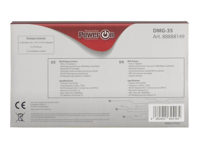 Inter-Tech DMG-35 WiFi 6 + BT 5.0 PCIe Adapter