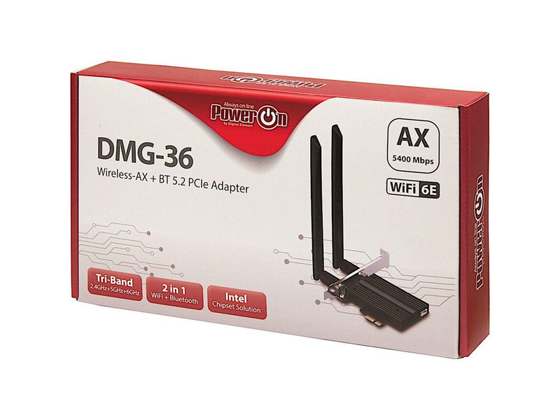 Inter-Tech DMG-36 Wi-Fi 6E + BT 5.2 PCIe adapter - 5400Mbps