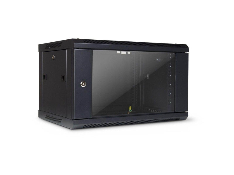 Inter-Tech SMA-6406 Wall Mounted Rack 6U 450mm Load up to 30Kg Glass Door Black RAL9005