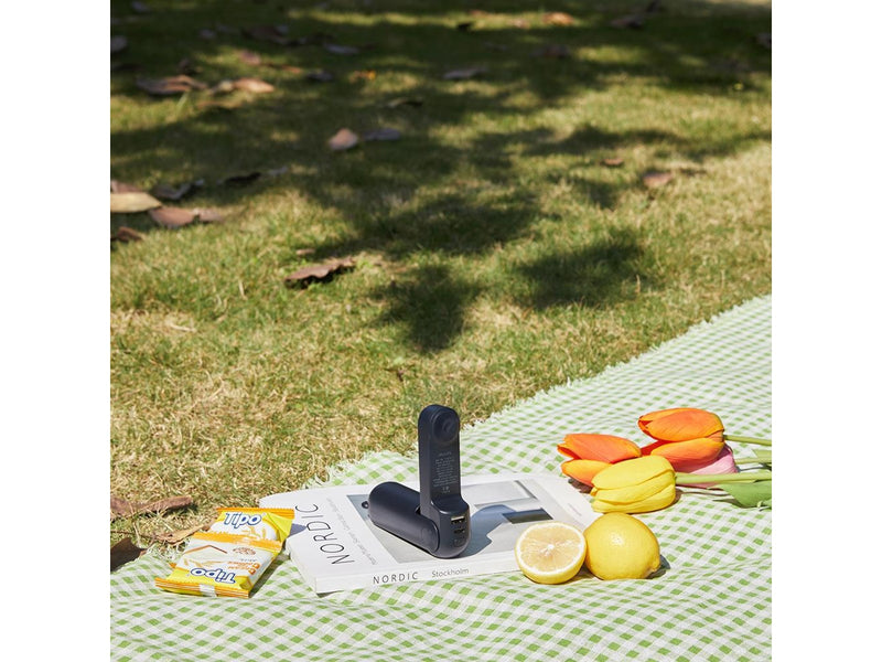 Jisulife Handheld Fan Life8 Mini Portable USB Fan with 2000mAh Power Bank and Flashlight - Blue