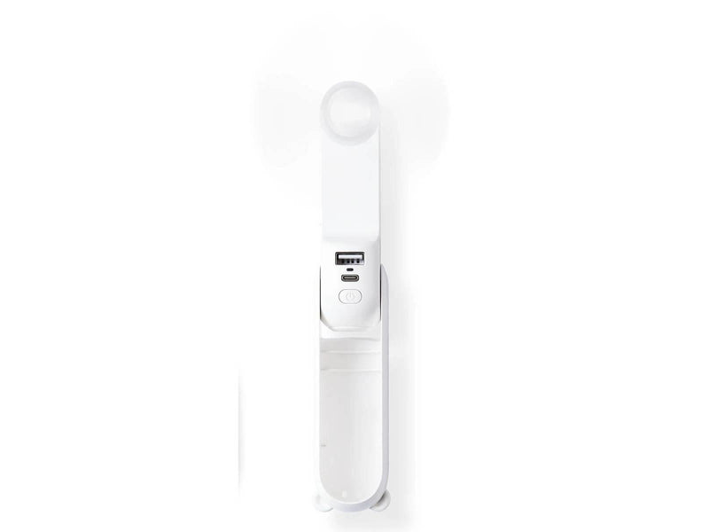 Jisulife Handheld Fan Life8 Mini Portable USB Fan with 2000mAh Power Bank and Flashlight - White