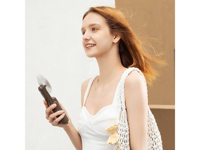 Jisulife Handheld Fan Life8 Mini Portable USB Fan with 2000mAh Power Bank and Flashlight - White