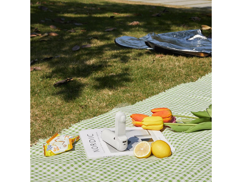 Jisulife Handheld Fan Life8 Mini Portable USB Fan with 2000mAh Power Bank and Flashlight - White