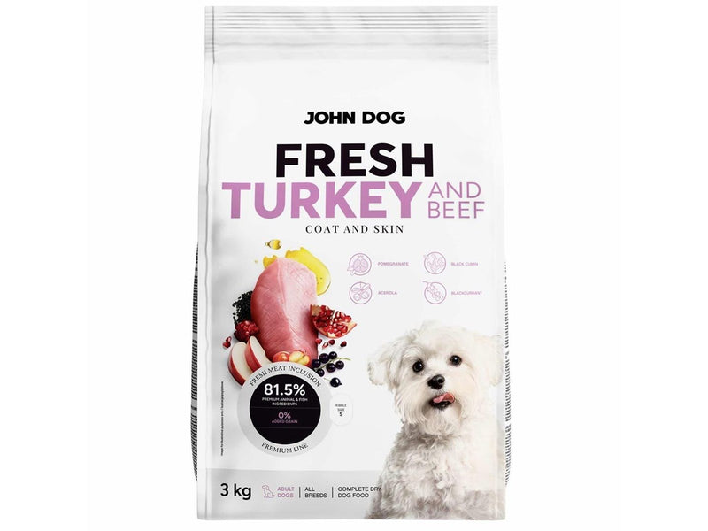 John Dog Fresh Turkey and beef - dry dog food - 3kg
