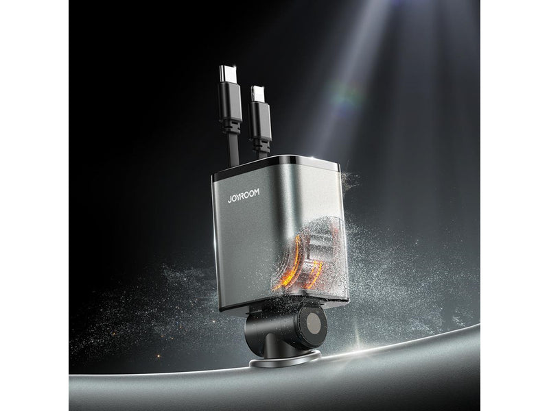 Joyroom JR-CCL05 30W 4-in-1 Car Charger with 2 Built-in Retractable Cables - Dark Gray