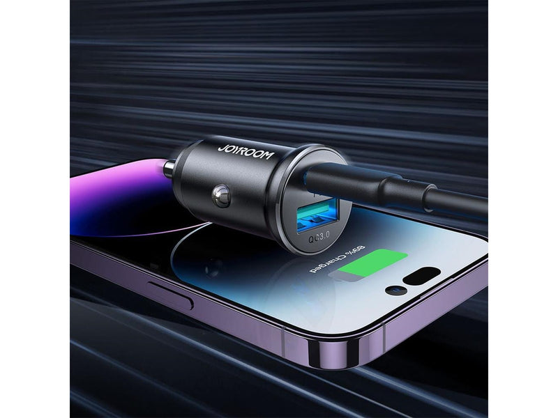 Joyroom JR-CCN05 30W USB-A USB-C mini car charger - black