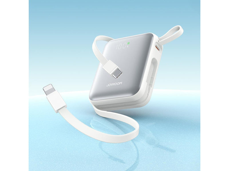 Joyroom JR-PBF27 10000mAh 22.5W Powerbank with Built-in USB-C and Lightning Cables - White - 10000 mAh