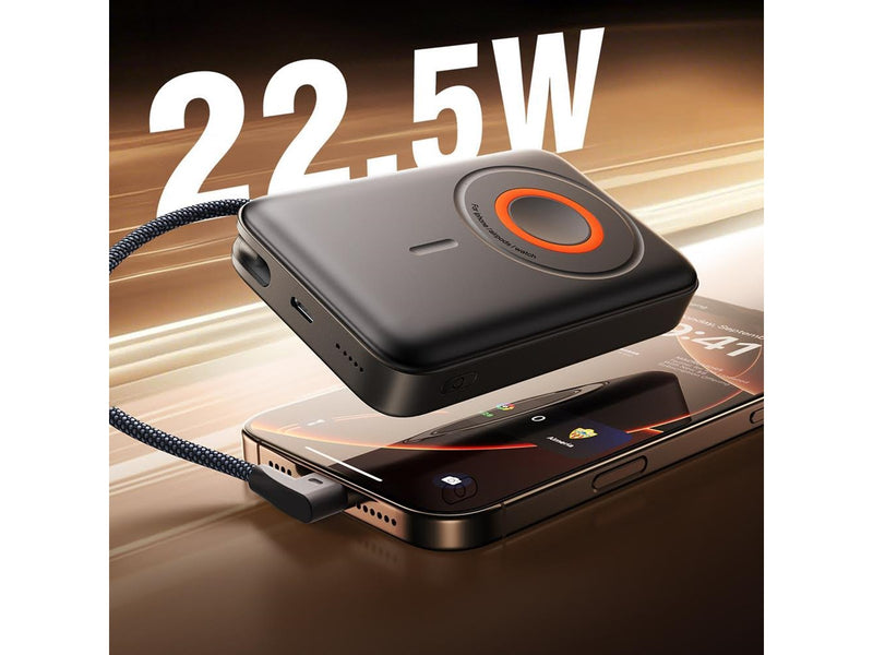 Joyroom JR-PBM02 Powerbank 22.5W 10000mAh 3in1 Magnetic Inductive Compatible with MagSafe with Built-in Cable - Black - 10000 mAh