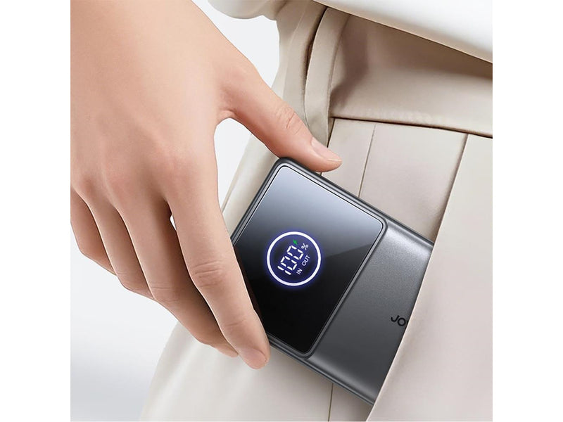 Joyroom JR-PR1 10000mAh 22.5W Powerbank with Built-in Retractable USB-C Cable - Black - 10000 mAh