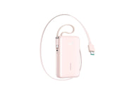 Joyroom JR-PR2L 10000mAh 35W Power Bank with Built-in Retractable USB-C Cable and Lightning Lanyard Cable - Pink - 10000 mAh