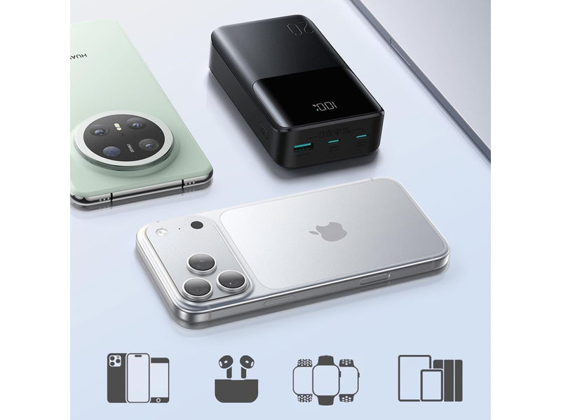 Joyroom JR-QP192 Star Series Mini 20000mAh 22.5W Powerbank with Digital Display - Black - 20000 mAh