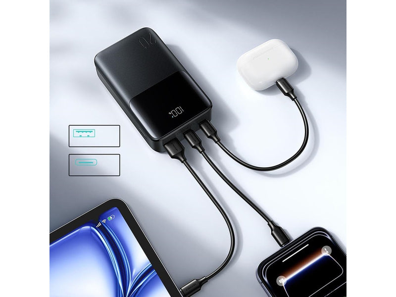 Joyroom JR-QP192 Star Series Mini 20000mAh 22.5W Powerbank with Digital Display - Black - 20000 mAh