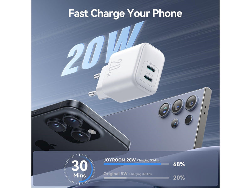 Joyroom JR-TCF12 Dual-Port (2C) 20W Power Charger (white)