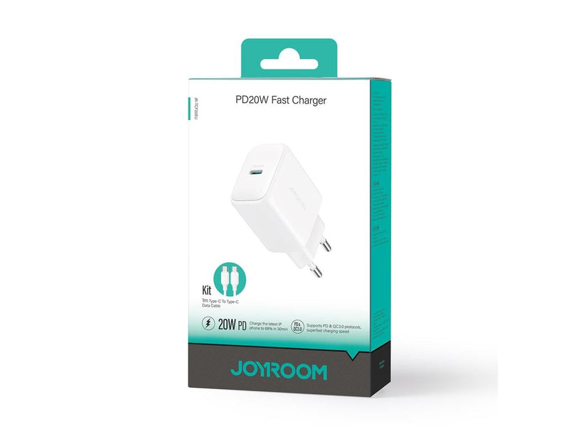 Joyroom JR-TCF20 USB-C PD 20W network charger - white + USB-C / USB-C cable 1m