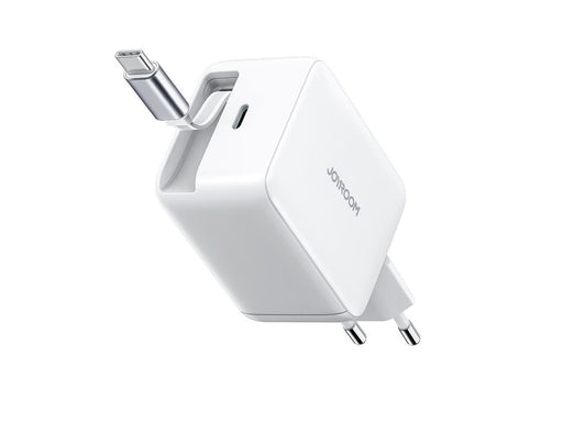 Joyroom JR-TCL06 67W GaN Wall Charger with Built-in Retractable USB-C Cable - White