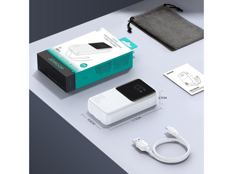 Joyroom Mini power bank with built-in cables JR-PBC06 30W 10000mAh - white - 10000 mAh