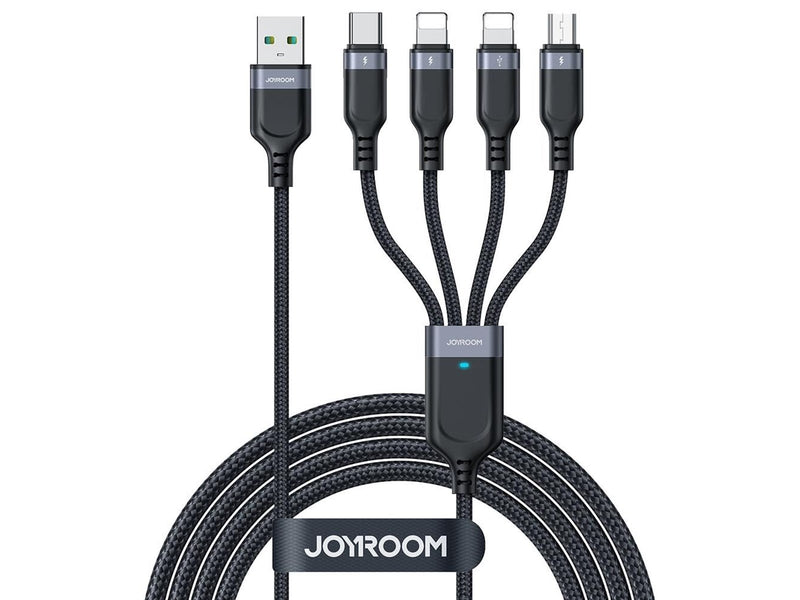 Joyroom Multi-Use Series S-A18 4in1 USB-A - USB-C / Lightning / Lightning / micro USB cable 1.2m - black