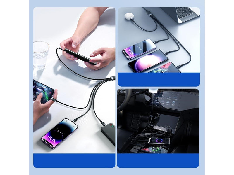 Joyroom Multi-Use Series S-A18 4in1 USB-A - USB-C / USB-C / Lightning / micro USB cable 1.2m - black