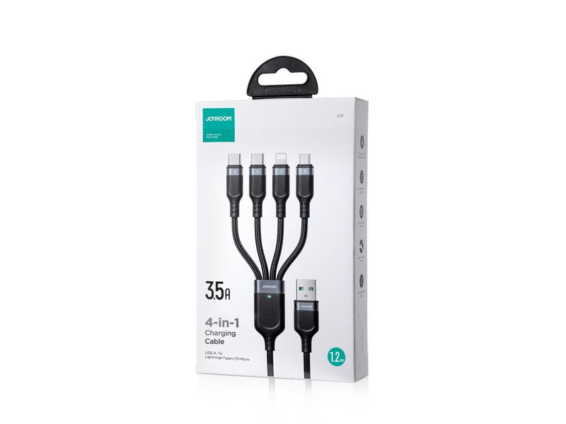 Joyroom Multi-Use Series S-A18 4in1 USB-A - USB-C / USB-C / Lightning / micro USB cable 1.2m - black