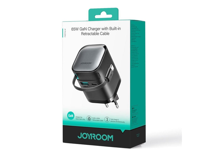 Joyroom Power charger with retractable cable 65W TCL02 GaN