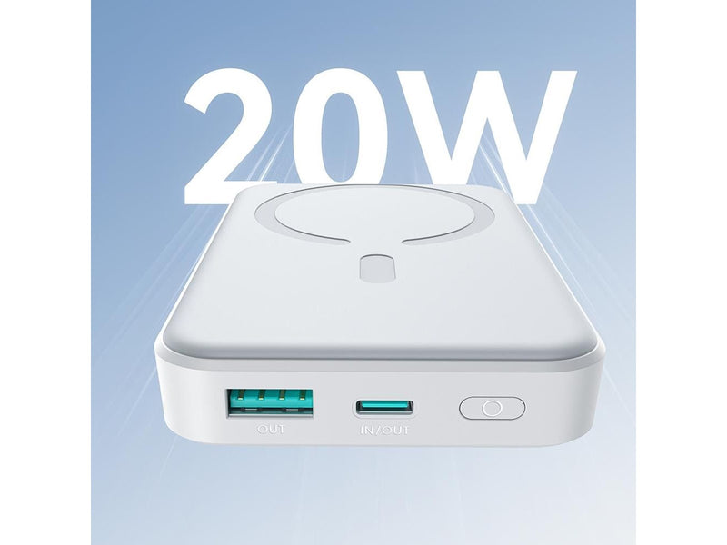 Joyroom Powerbank JR-W020 20W 10000mAh MagSafe + USB-C - USB-C cable 0.25m - white - 10000 mAh