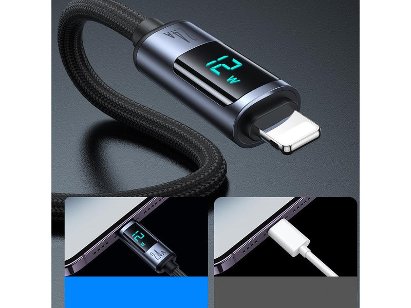 Joyroom Prism Series A16 Lightning / USB-A Cable 2.4A 1.2m with LED Display - Black