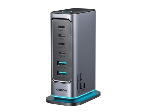 Joyroom R-TCM02 Multiport GaN Charger 65W EU 4x USB-C 2x USB-A - Dark Gray USB-Hubs - USB 2.0 - 6 - Grau