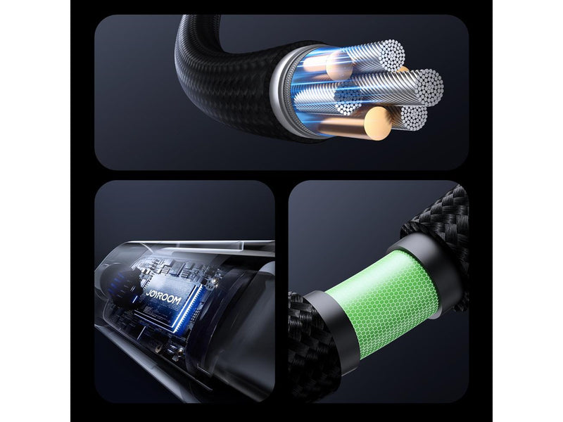 Joyroom S-A16 Pro Prism Series 66W USB-A - USB-C Cable with Display 1.2m - Black