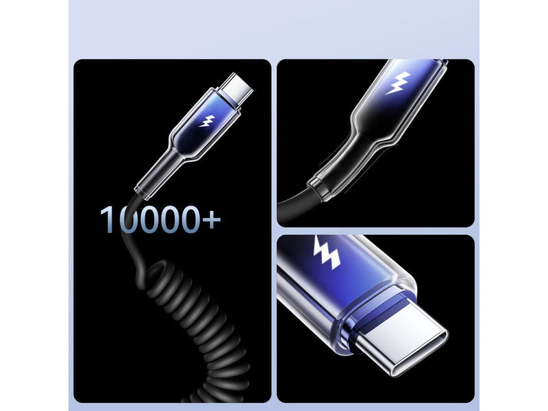 Joyroom S-A43 Crystal-Clear Series 3A USB-A - USB-C spiral cable 1.5m - black