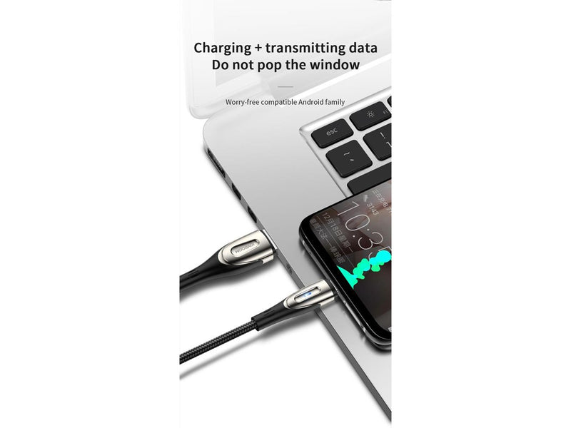 Joyroom Sharp Series S-M411 USB-A / micro USB 3A 2m Cable with Charging Indicator - Black