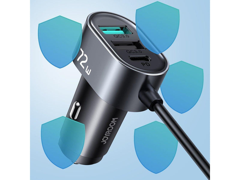 Joyroom car charger 2xPD + 2xQC3.0 72W 1.5m black (JR-CL05)