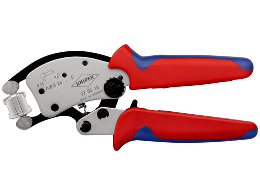 KNIPEX Twistor®16, Selbsteinstellende Crimpzange für Aderendhülsen, mit drehbarem Crimpkopf
