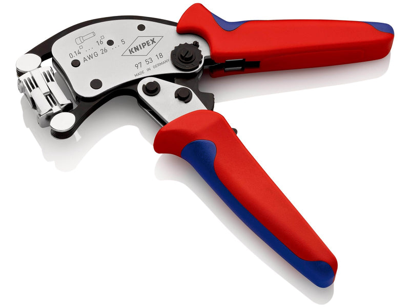 KNIPEX Twistor®16, Selbsteinstellende Crimpzange für Aderendhülsen, mit drehbarem Crimpkopf
