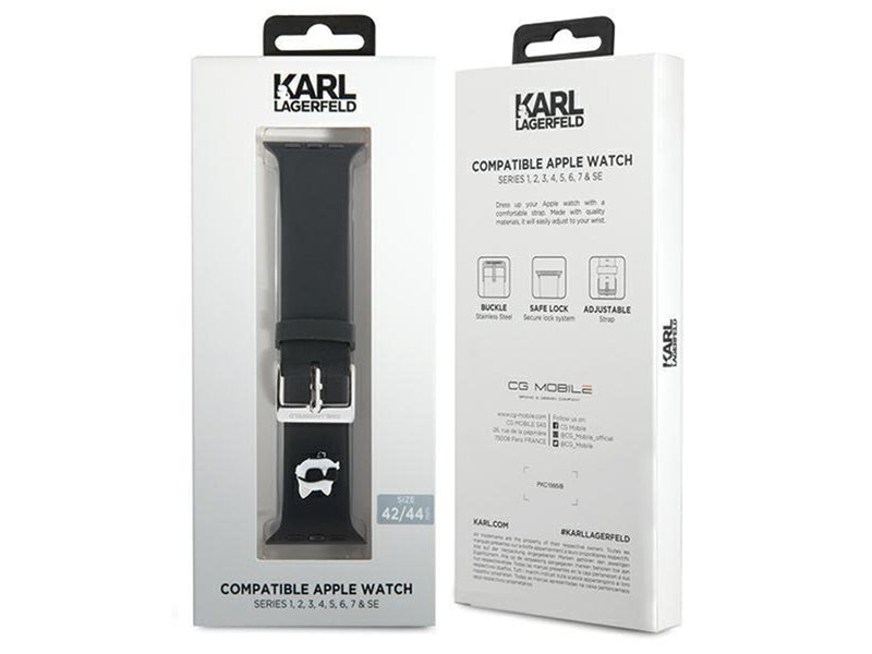Karl Lagerfeld 3D Rubber Choupette Head Strap for Apple Watch 42/44/45/49mm - Black